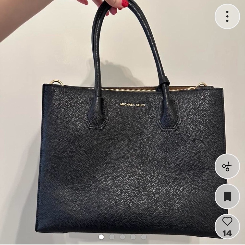 Michael Kors Black Pebbled Leather Tote with Gold Hardware